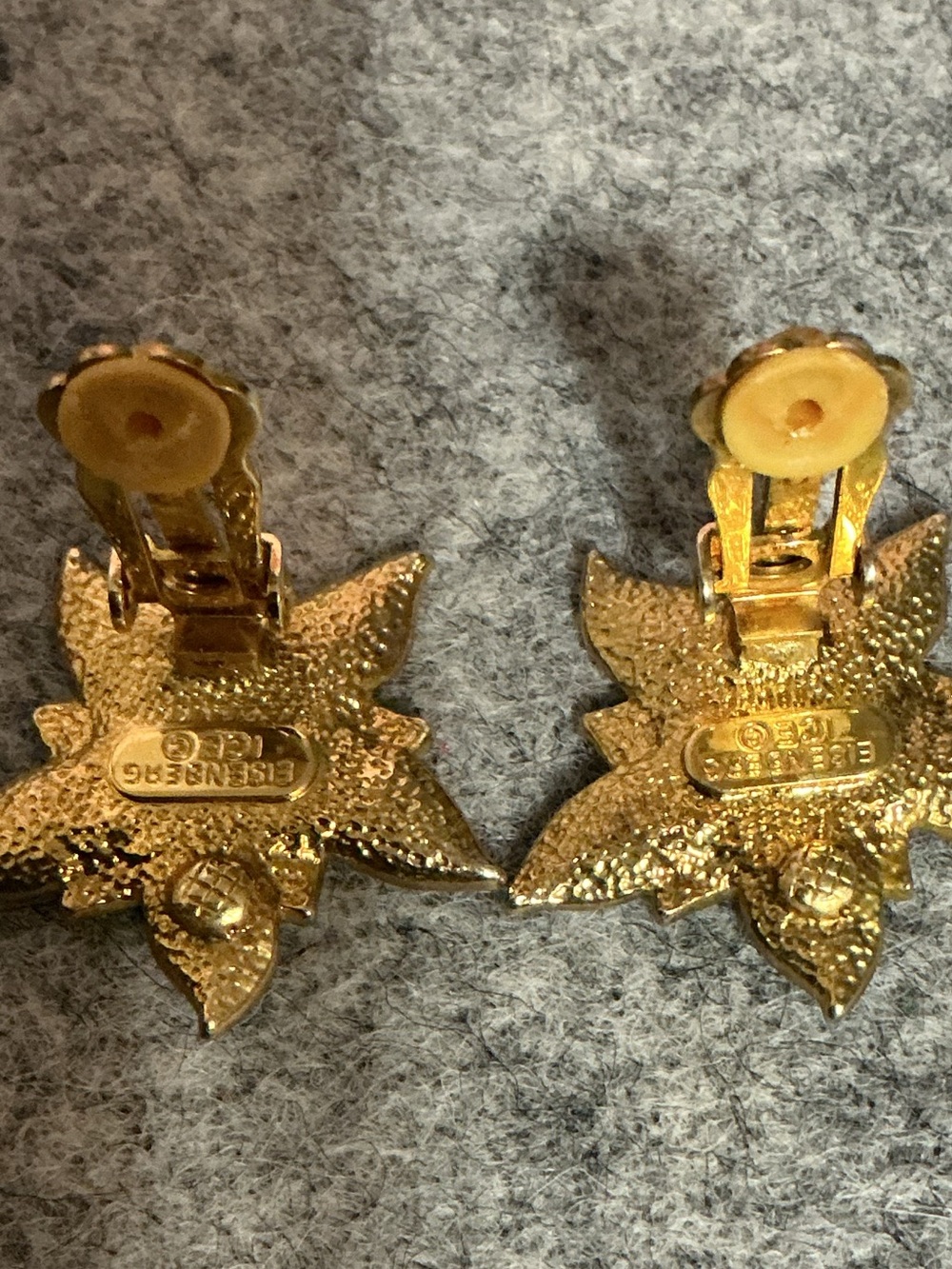 Eisenberg Ice Floral Petal clip Earrings with Rhinestone Center - Picture 4 of 5